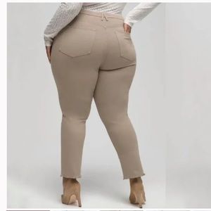 Good American Good Classic High Rise Ankle Frayed Hem Jeans In Camel Siz…